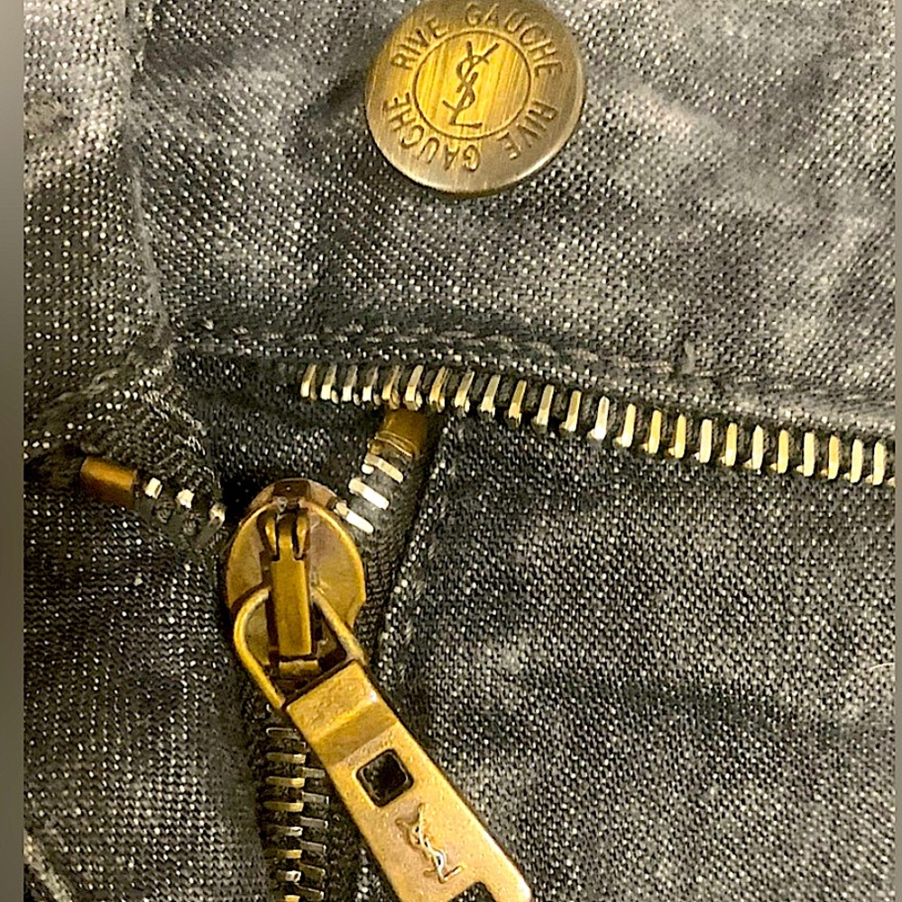 Saint Laurent / Rive Gauche Faded Black Denim Jeans with YSL logo - Picture 7 of 11